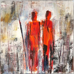 Masai number one 80x80cm Acryl Mixed Media