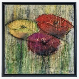 Papaveri 50x50cm Acrylmischtechnik auf Leinwand mit Holzrahmen