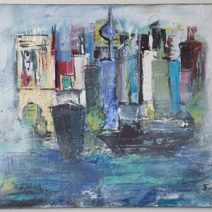 Segelträume in New York 80x100cm Acryl Mixed Media