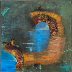 in der Nähe der Nacht 90x90cm Acryl Mixed Media