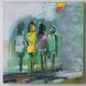 gemeinsam unterwegs 60x60cm Acryl Mixed Media