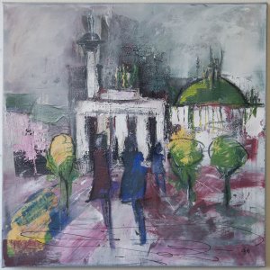 Berlin 80x80cm Acryl Mixed Media